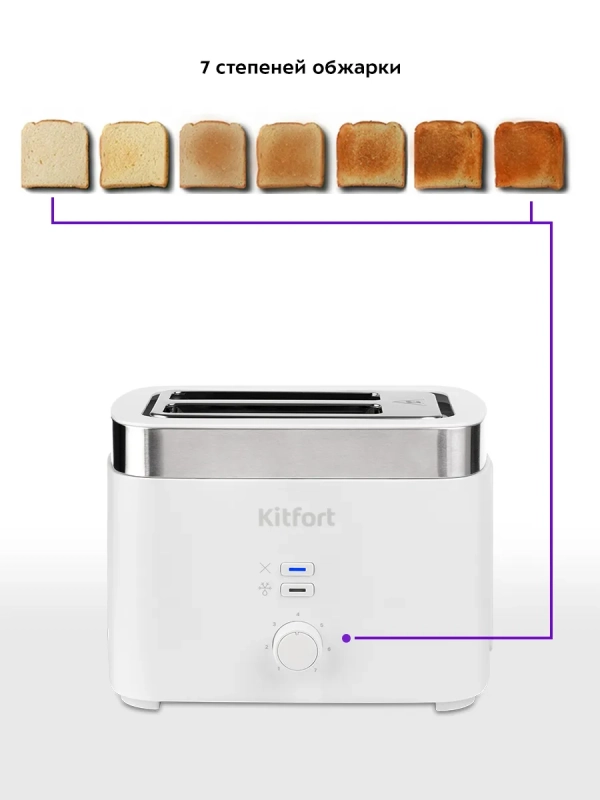 Тостер для хлеба с поддоном для крошек КТ-4025 - 780-930 Вт