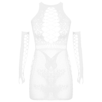 Эротическое белье Оки-Чпоки, крупная сетка на груди и бедрах, с рукавами OS, белый