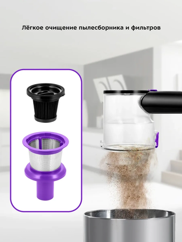 Вертикальный пылесос для дома беспроводной КТ-5236 - 250 Вт