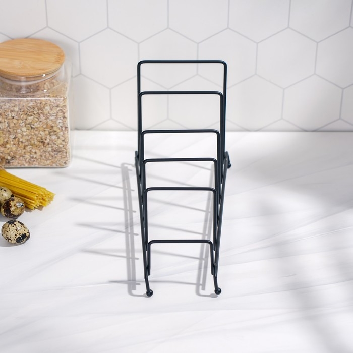 Подставка для крышек на 5 предметов Доляна, 28,5&times;12,5&times;16,5 см, цвет чёрный