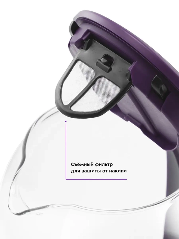 Чайник электрический стеклянный с подсветкой КТ-640 - 1.7 л