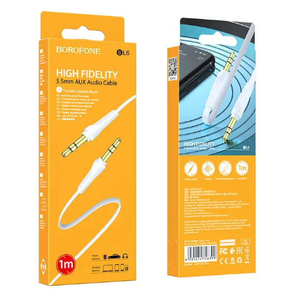 Кабель AUX BL6 1M Borofone белый