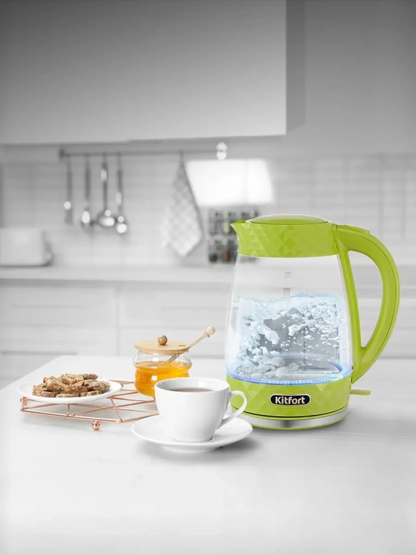 Чайник электрический стеклянный с подсветкой КТ-6123 - 2 л
