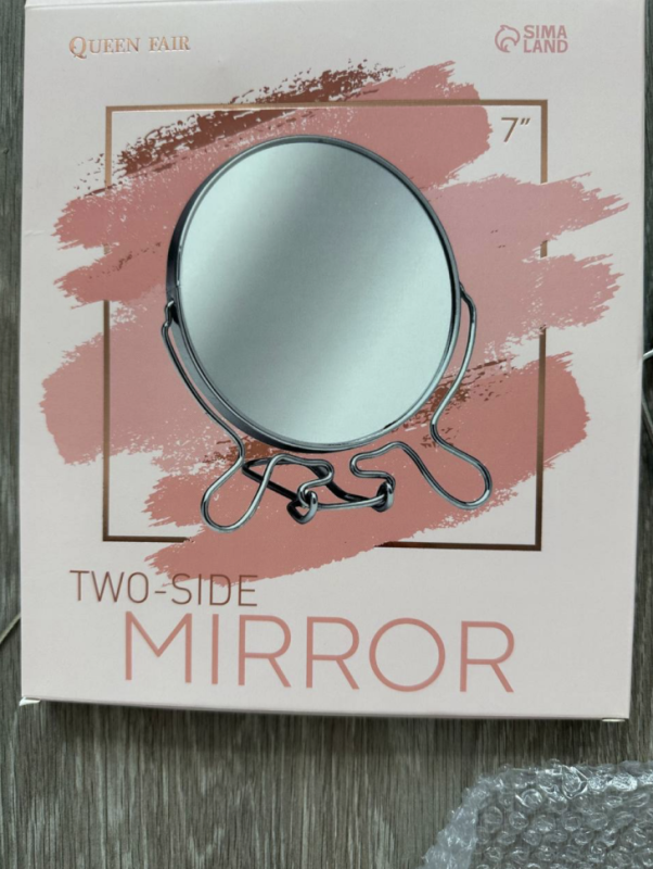 Зеркало настольное - подвесное &laquo;Круг&raquo;, двустороннее, с увеличением, d зеркальной поверхности 16 см, цвет серебристый