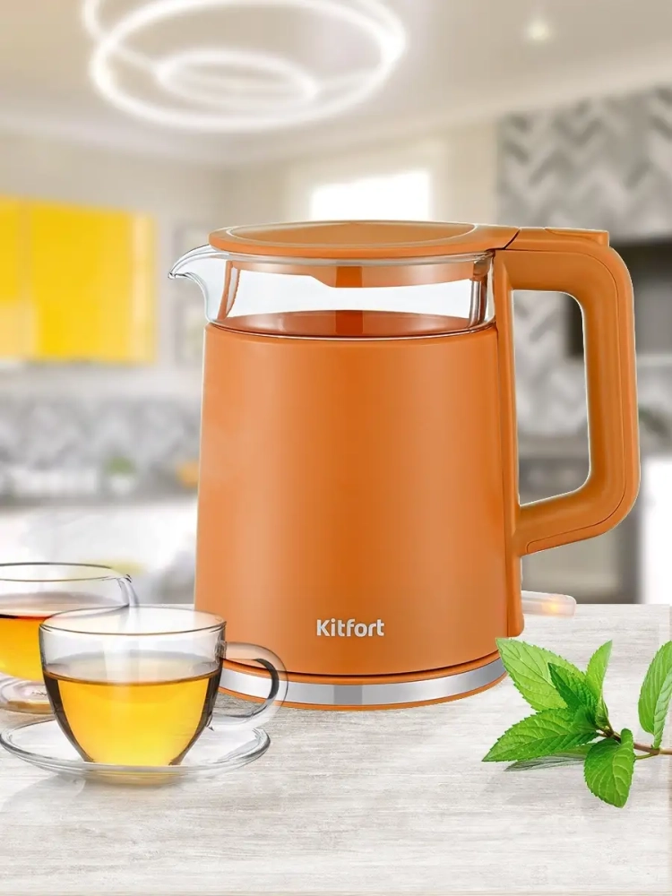 Чайник электрический стеклянный КТ-6124 - 1.2 л