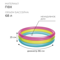 Бассейн надувной &laquo;Радуга&raquo;, 86 х 25 см, 1-3 лет