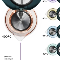 Чайник электрический стеклянный с подсветкой КТ-640 - 1.7 л