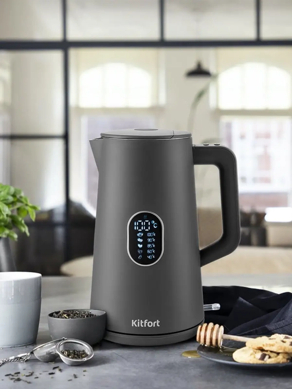 Чайник электрический металлический пластик КТ-6115 - 1.5 л Чайник электрический металлический пластик КТ-6115 - 1.5 л