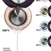 Чайник электрический стеклянный с подсветкой КТ-640 - 1.7 л