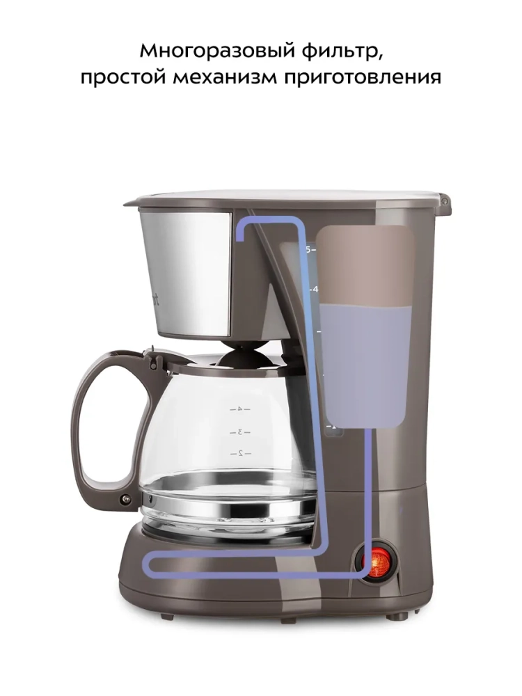 Кофеварка электрическая капельная КТ-7395 - 550-650 Вт 0,6 л