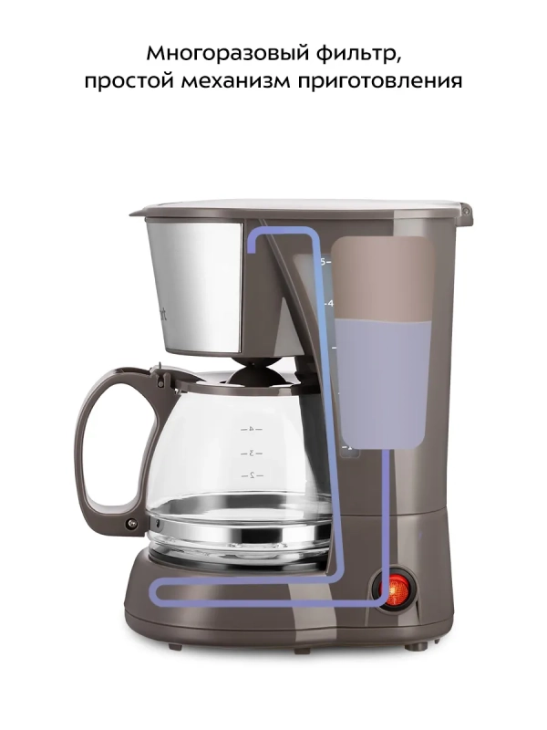 Кофеварка электрическая капельная КТ-7395 - 550-650 Вт 0,6 л