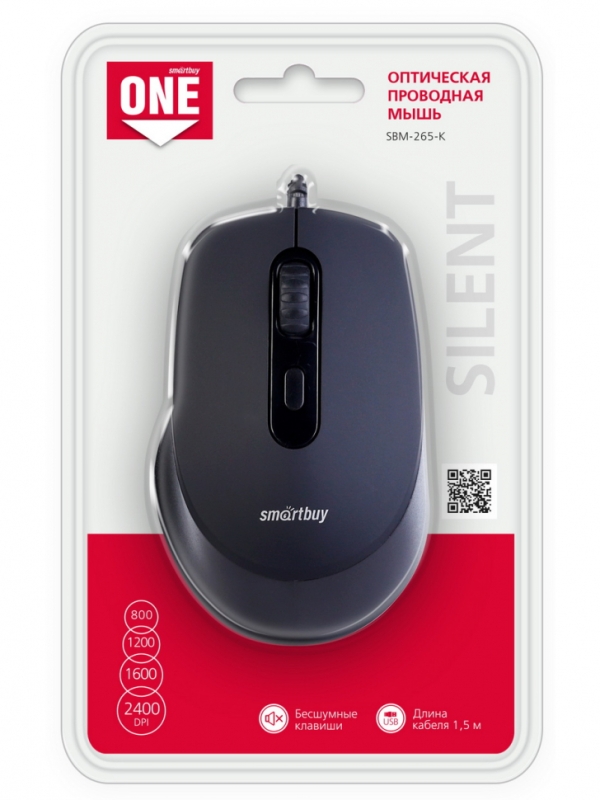 Мышь проводная беззвучная Smartbuy ONE 265-K черная Мышь проводная беззвучная Smartbuy ONE 265-K черная