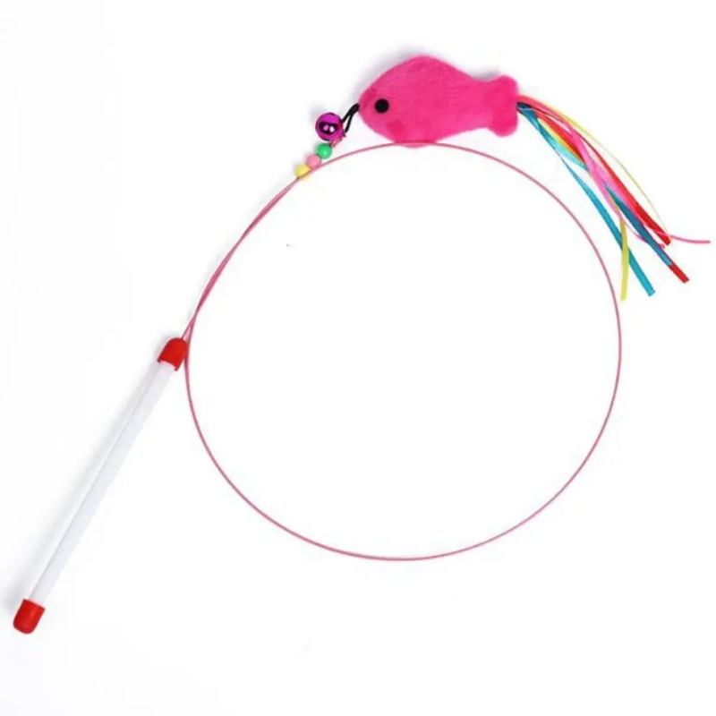 Удочка дразнилка для кошек металлическая с мягкой рыбкой Удочка дразнилка для кошек металлическая с мягкой рыбкой