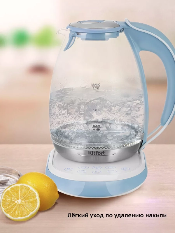 Чайник электрический стеклянный с подсветкой КТ-6670 - 1.7 л Чайник электрический стеклянный с подсветкой КТ-6670 - 1.7 л