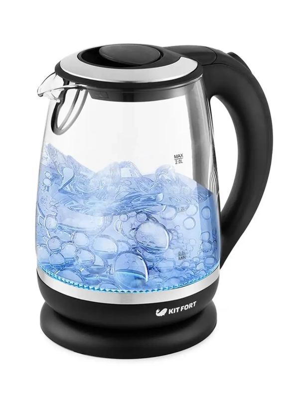 Чайник электрический стеклянный с подсветкой КТ-655 - 2 л