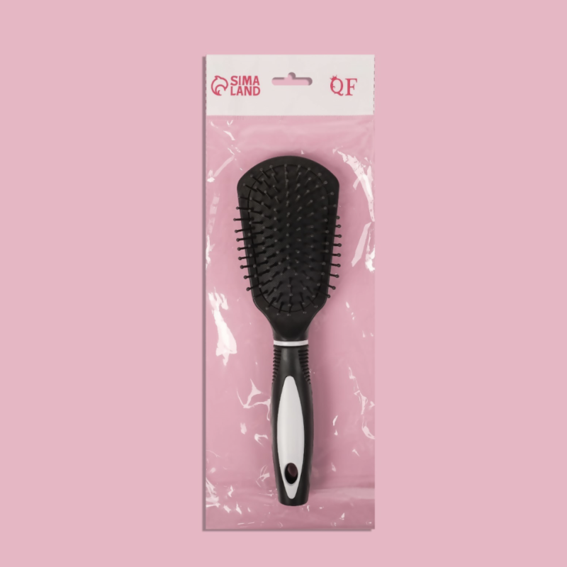 Расчёска массажная, 6,5 &times; 24 см, цвет чёрный/белый