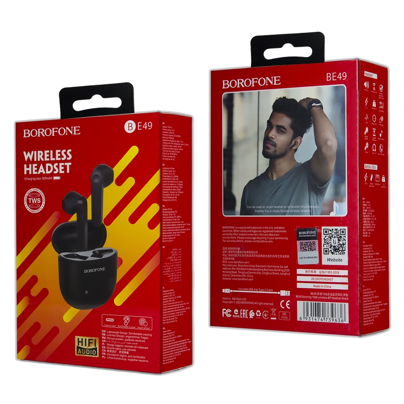 Гарнитура Bluetooth BE49 Borofone черная