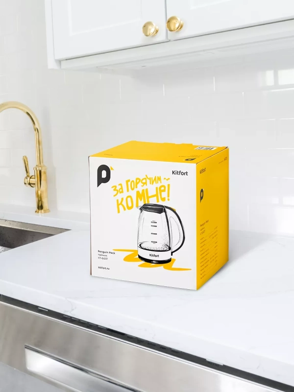 Чайник электрический стеклянный КТ-6637 - 1.7 л