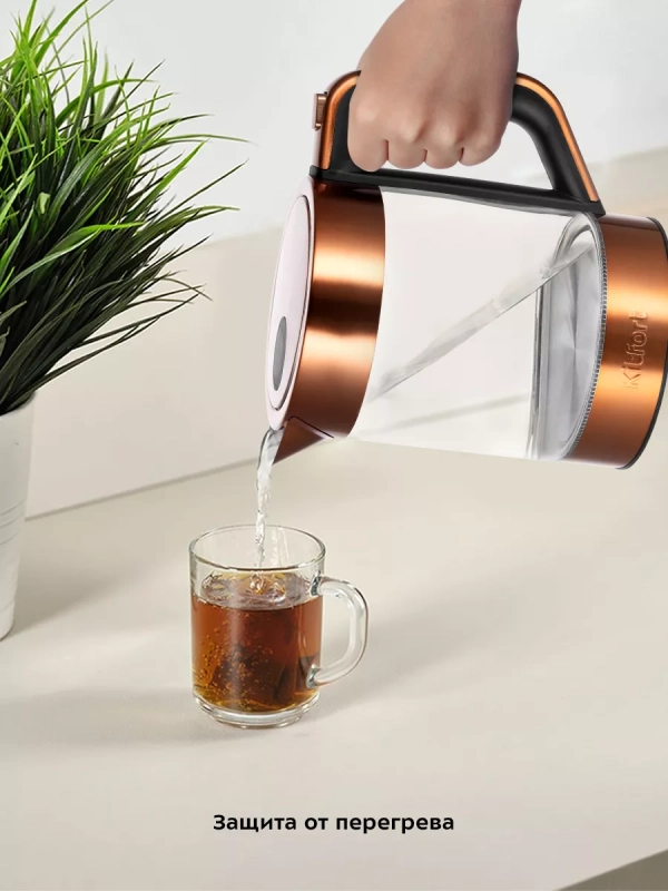 Чайник электрический стеклянный с подсветкой КТ-6657 - 1.5 л