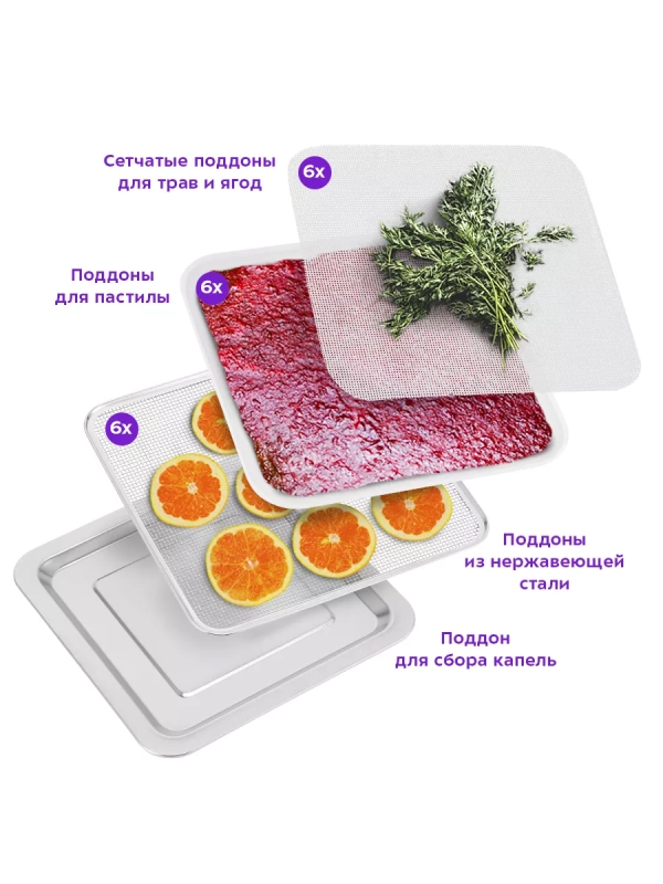 Сушилка для овощей и фруктов электрическая КТ-4908 - 500 Вт Сушилка для овощей и фруктов электрическая КТ-4908 - 500 Вт