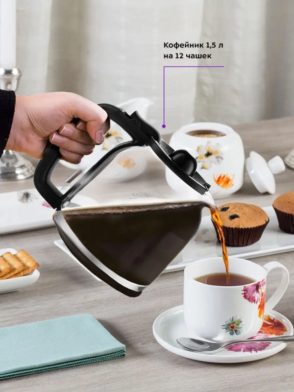 Кофеварка капельная электрическая КТ-732 - 900 Вт - 1.5 л