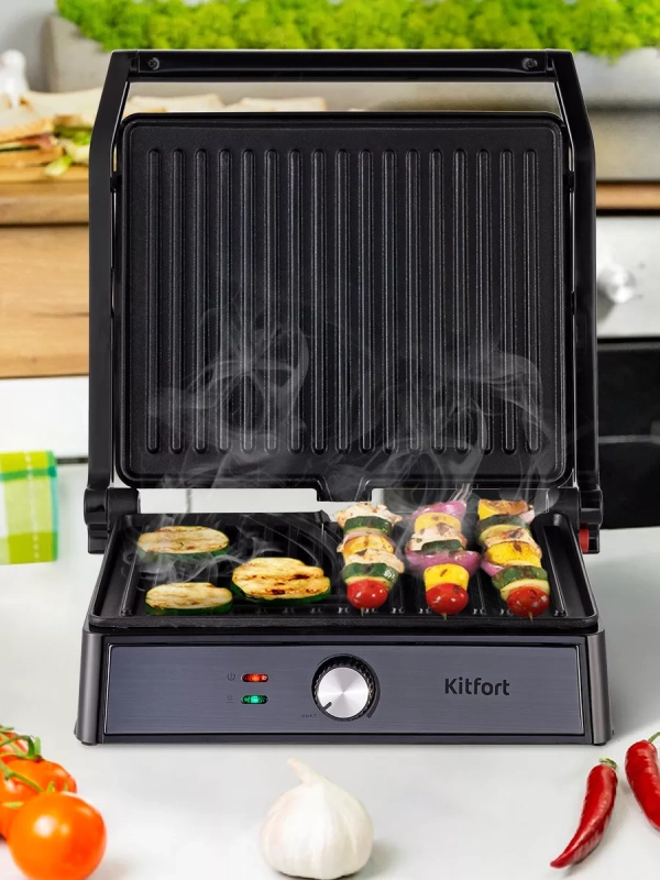 Электрогриль КТ-1699 двусторонний гриль электрический 2000Вт