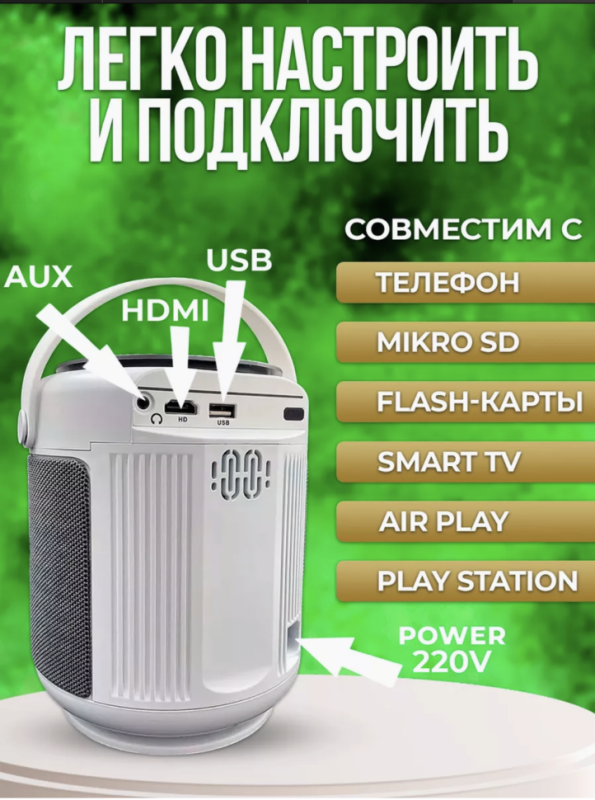 Проектор для фильмов P30 pro + HDMI +Wi-Fi