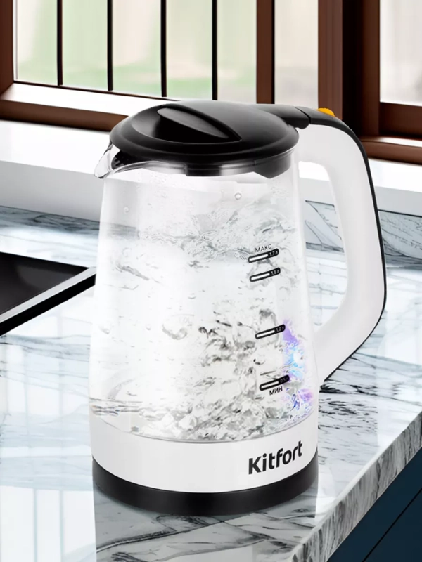 Чайник электрический стеклянный КТ-6635 - 1.7 л
