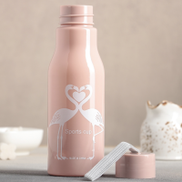 Бутылка для воды пластиковая &laquo;Фламинго&raquo;, 450 мл, цвет розовый