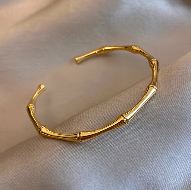 DIEYURO 316L нержавеющая сталь темпераментная бамбуковая открытая тонкая манжета DIEYURO 316L нержавеющая сталь темпераментная бамбуковая открытая тонкая манжета