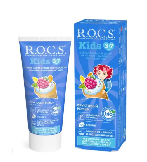 Зубная паста детская R.O.C.S. Фруктовый рожок, без фтора, 45г