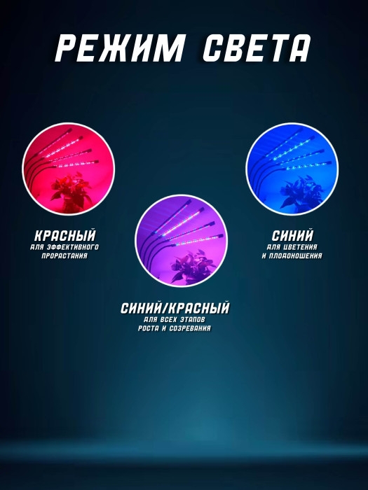 Фито лампа с таймером 4 штуки