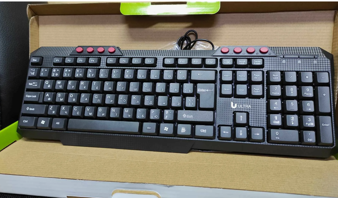 Проводная клавиатура, USB, черная, ULTRA-909 Проводная клавиатура, USB, черная, ULTRA-909