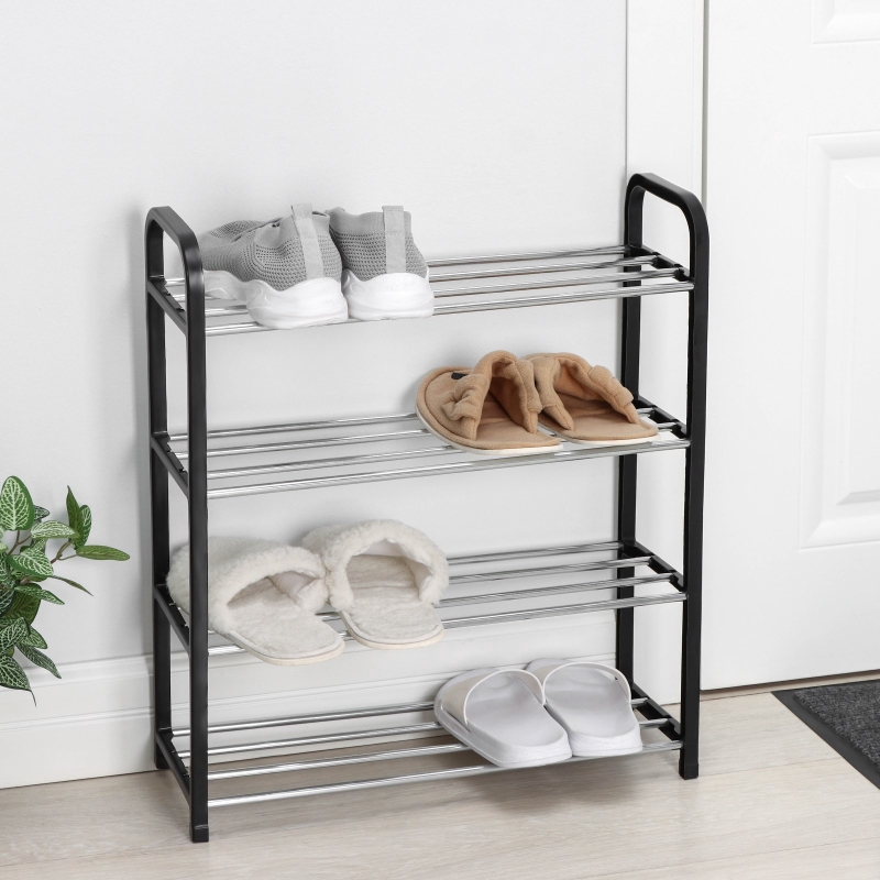 Полка для обуви, 4 яруса, 50&times;19&times;59 см, чёрная