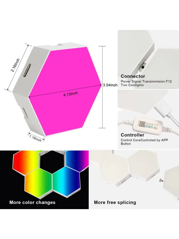 Светодиодный светильник RGB Соты 12 штук с пультом управления и Wi-Fi