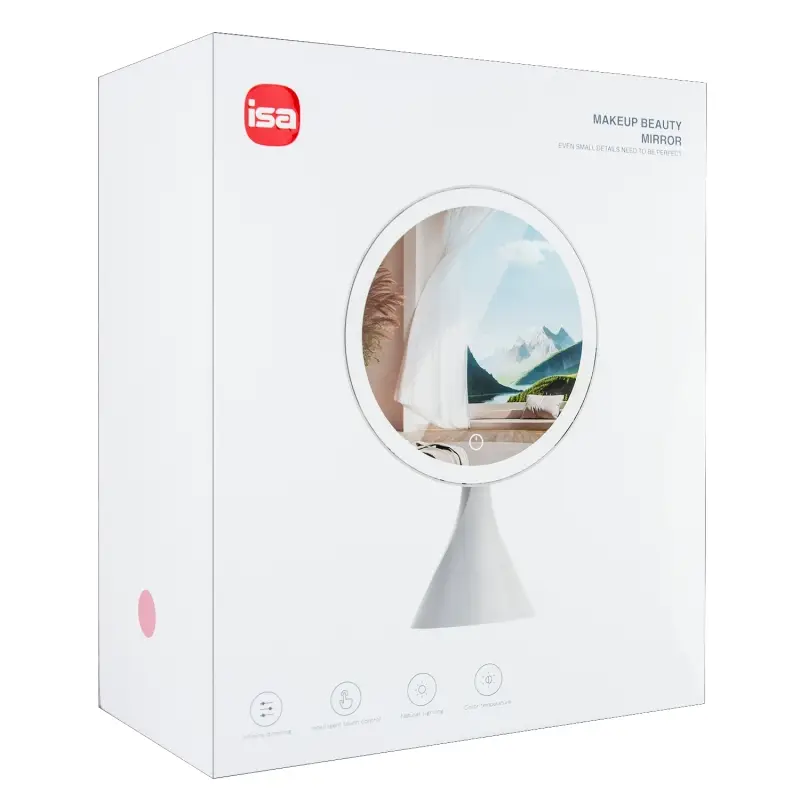 Настольное зеркало для макияжа с подсветкой ML-06 ISA розовое