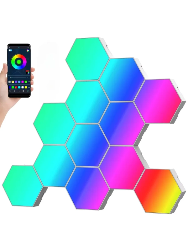 Светодиодный светильник RGB Соты 12 штук с пультом управления и Wi-Fi