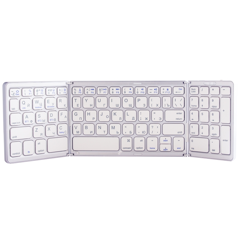 Складная беспроводная клавиатура B089 (серебро) Складная беспроводная клавиатура B089 (серебро)