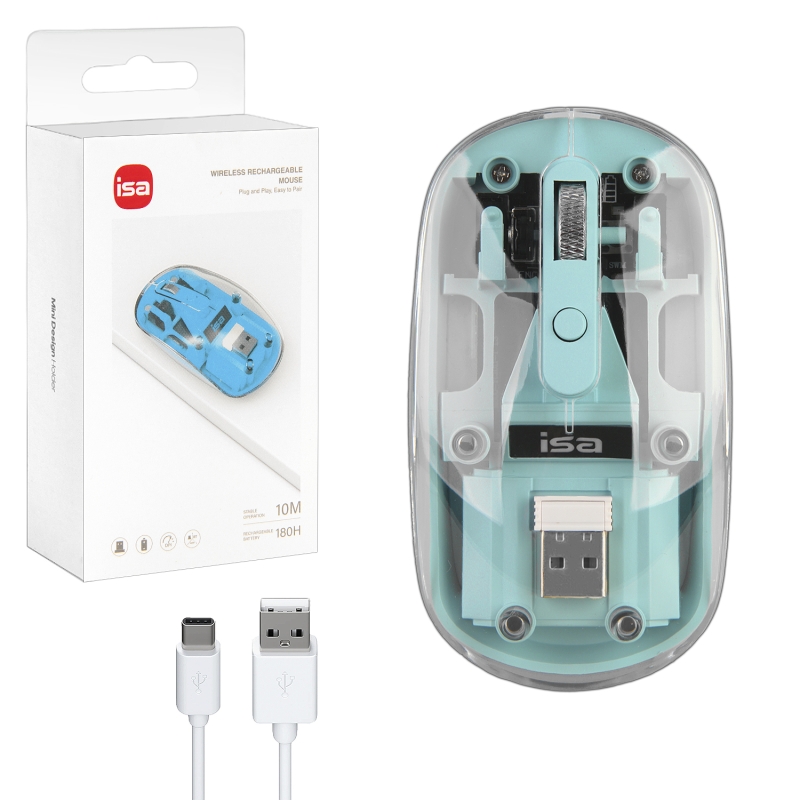 Мышь беспроводная WM-8 ISA Прозрачно-синяя Мышь беспроводная WM-8 ISA Прозрачно-синяя