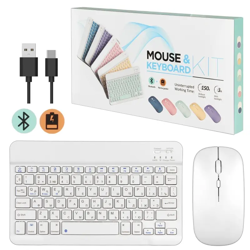 Набор беспроводная клавиатура + мышь 030 белый