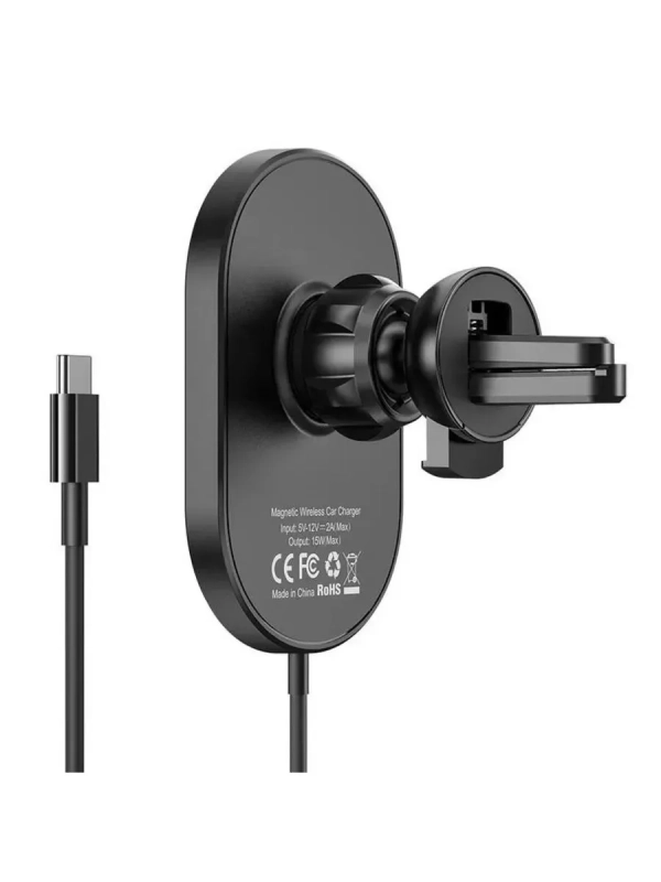 Автодержатель CA90 с беспроводной зарядкой HOCO черный