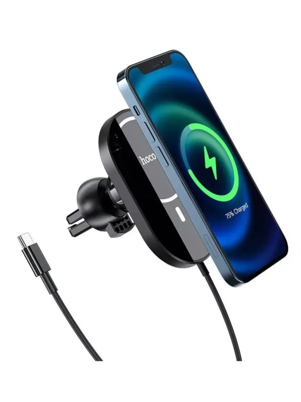 Автодержатель CA90 с беспроводной зарядкой HOCO черный