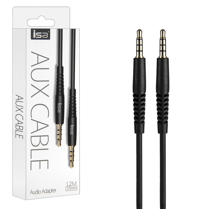 Кабель AUX 1,2M 3,5 на 3,5 черный ISA Кабель AUX 1,2M 3,5 на 3,5 черный ISA