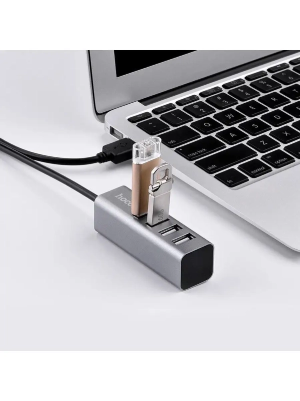 HUB HB1 на 4 USB HOCO серебро