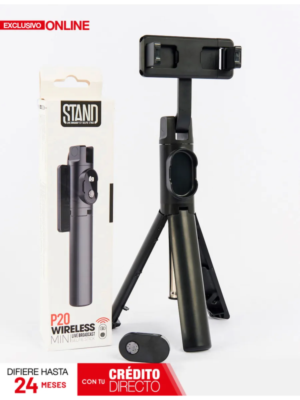 Монопод-трипод с блютуз пультом P20 черный