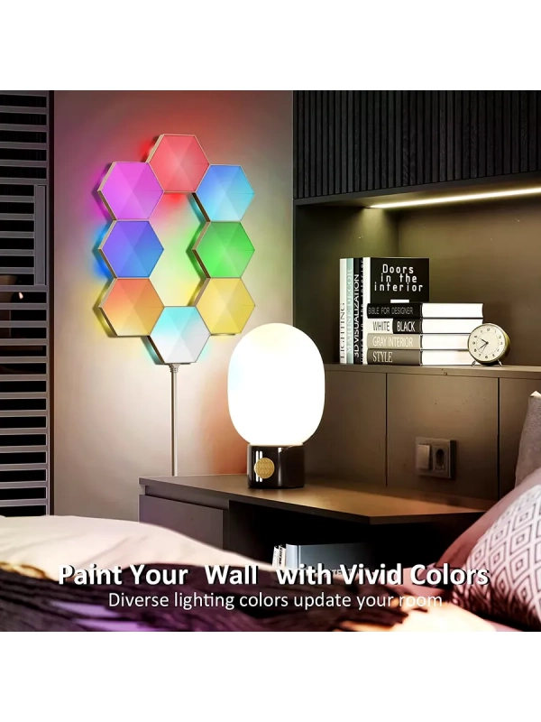 Светодиодный светильник RGB Соты 12 штук с пультом управления и Wi-Fi