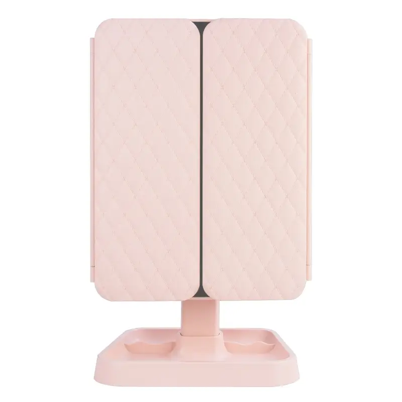 Настольное зеркало для макияжа с подсветкой ML-04 ISA розовое