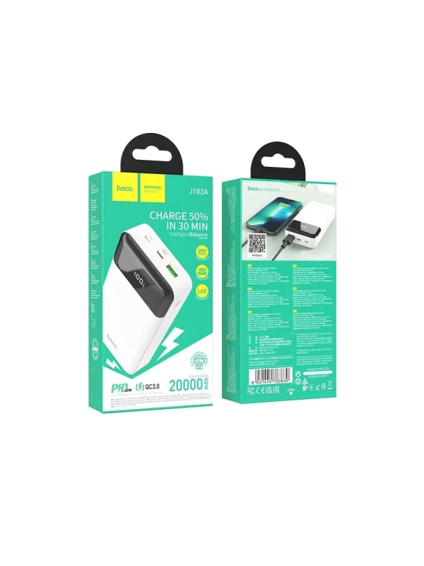 Внешний аккумулятор J102A 20000 mAh PD20W HOCO белый Внешний аккумулятор J102A 20000 mAh PD20W HOCO белый