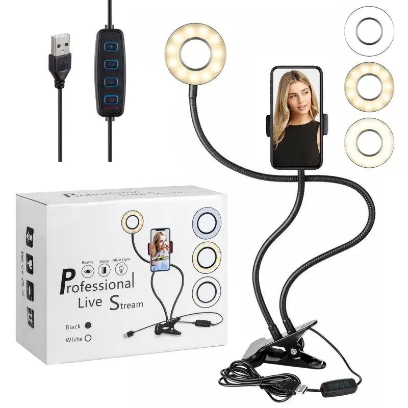 Селфи кольцо 8.5см с держателем 360&deg; черное