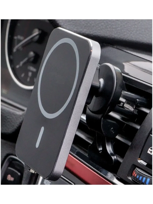 Беспроводная зарядка 15W + Автомобильный держатель магнитный черный Беспроводная зарядка 15W + Автомобильный держатель магнитный черный